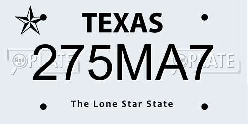 275MA7 Texas License Plate