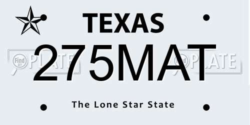 275MAT Texas License Plate
