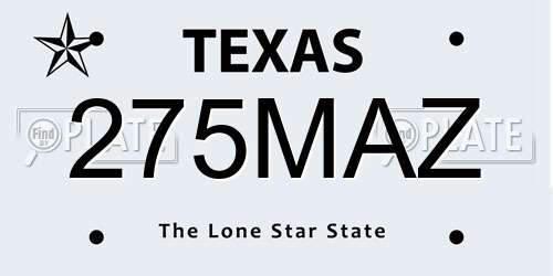 275MAZ Texas License Plate