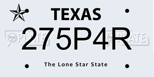 275P4R Texas License Plate
