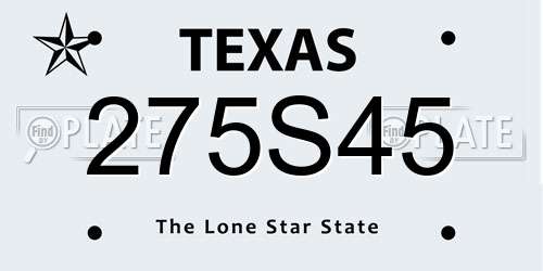 275S45 Texas License Plate