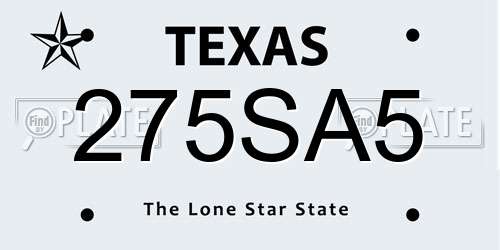 275SA5 Texas License Plate