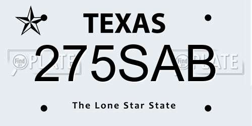 275SAB Texas License Plate