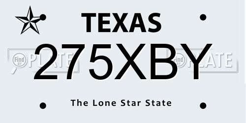 275XBY Texas License Plate