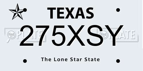 275XSY Texas License Plate