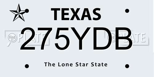 275YDB Texas License Plate