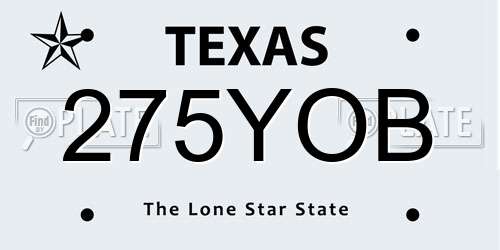 275YOB Texas License Plate