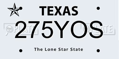 275YOS Texas License Plate