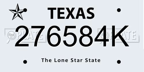 276584K Texas License Plate