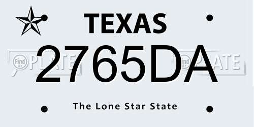 2765DA Texas License Plate
