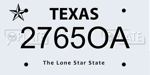 2765OA Texas License Plate