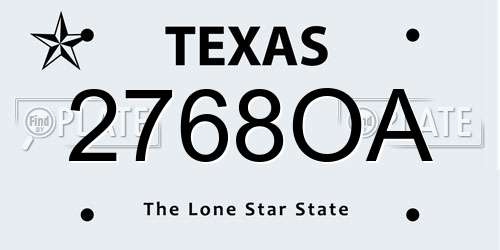 2768OA Texas License Plate