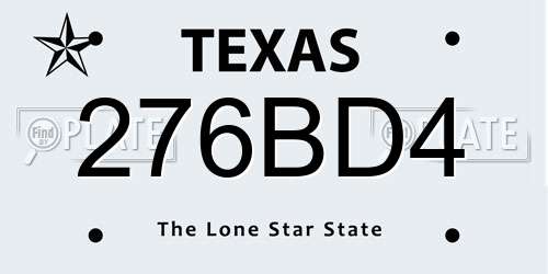 276BD4 Texas License Plate