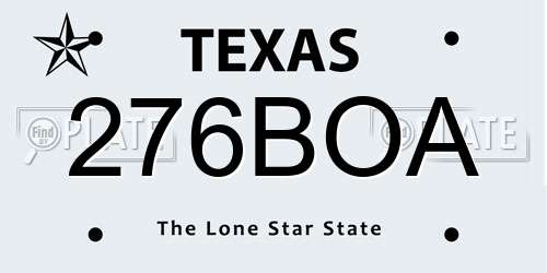 276BOA Texas License Plate