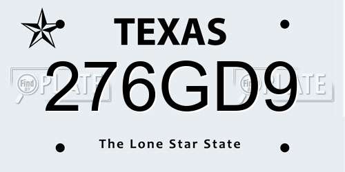 276GD9 Texas License Plate