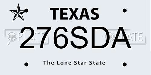 276SDA Texas License Plate