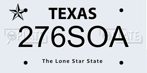 276SOA Texas License Plate