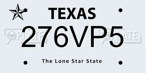 276VP5 Texas License Plate