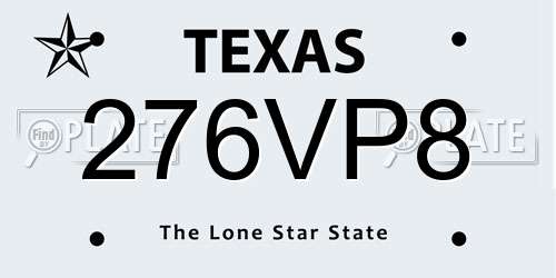 276VP8 Texas License Plate