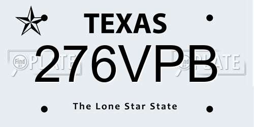 276VPB Texas License Plate