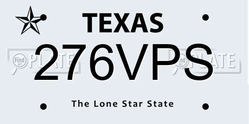 276VPS Texas License Plate