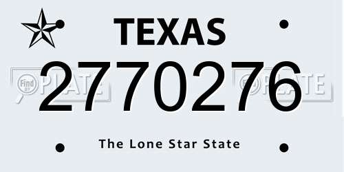 2770276 Texas License Plate