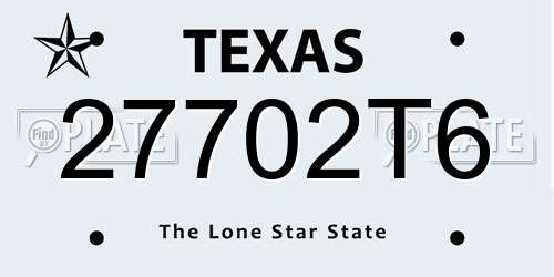 27702T6 Texas License Plate