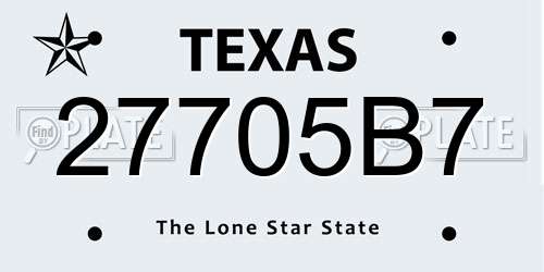 27705B7 Texas License Plate