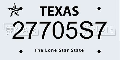 27705S7 Texas License Plate