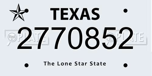 2770852 Texas License Plate