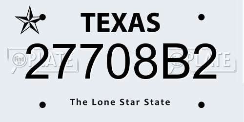 27708B2 Texas License Plate