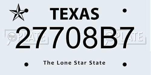27708B7 Texas License Plate