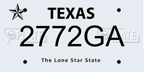 2772GA Texas License Plate