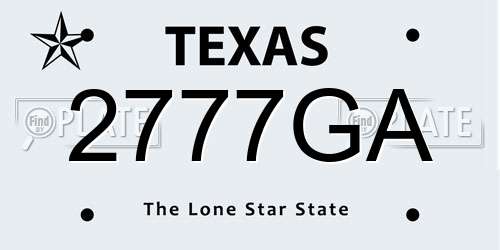 2777GA Texas License Plate