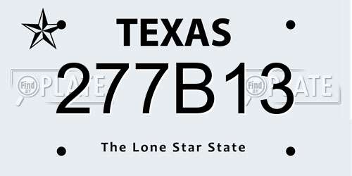 277B13 Texas License Plate
