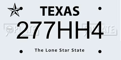 277HH4 Texas License Plate