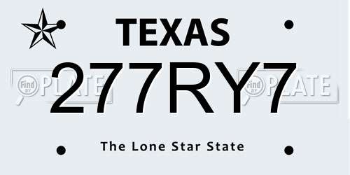 277RY7 Texas License Plate