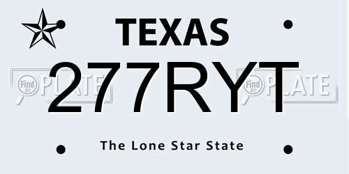 277RYT Texas License Plate