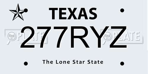 277RYZ Texas License Plate