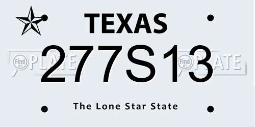 277S13 Texas License Plate