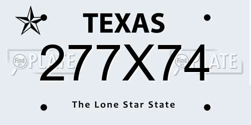 277X74 Texas License Plate