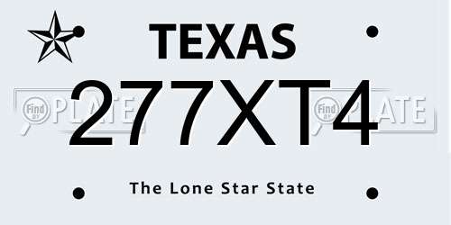 277XT4 Texas License Plate
