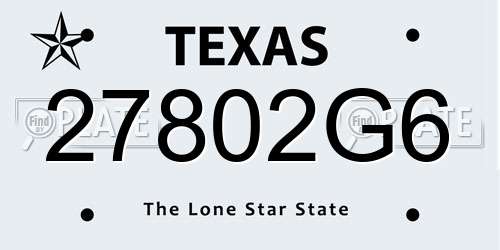 27802G6 Texas License Plate