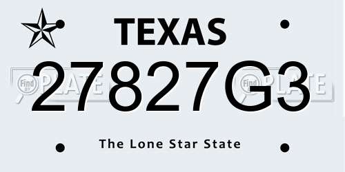 27827G3 Texas License Plate