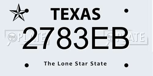 2783EB Texas License Plate