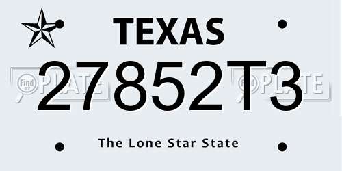 27852T3 Texas License Plate