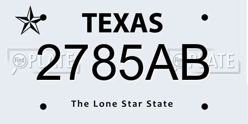 2785AB Texas License Plate