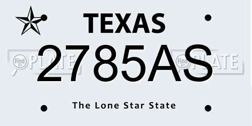 2785AS Texas License Plate