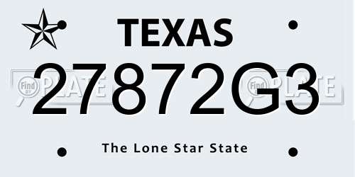27872G3 Texas License Plate