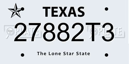 27882T3 Texas License Plate